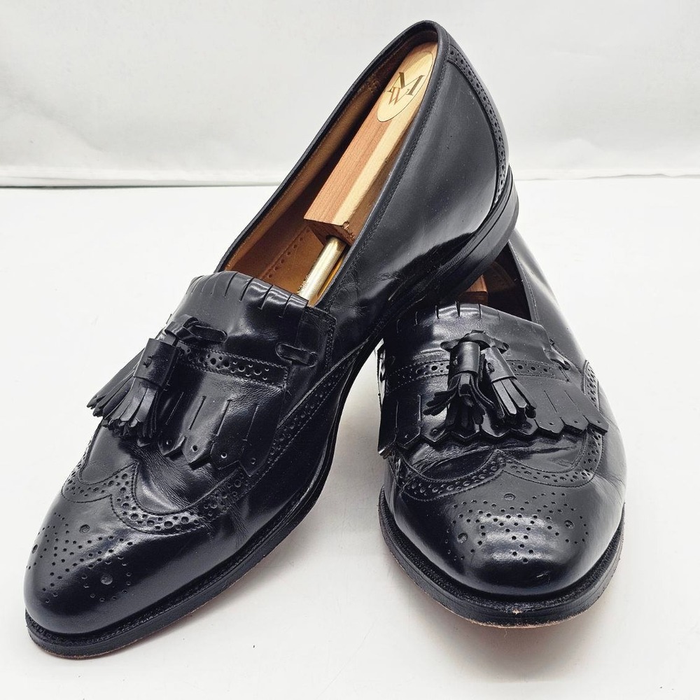 Johnston & Murphy Loafers Men 13 Black Wingtip Kiltie Tassel Brogue